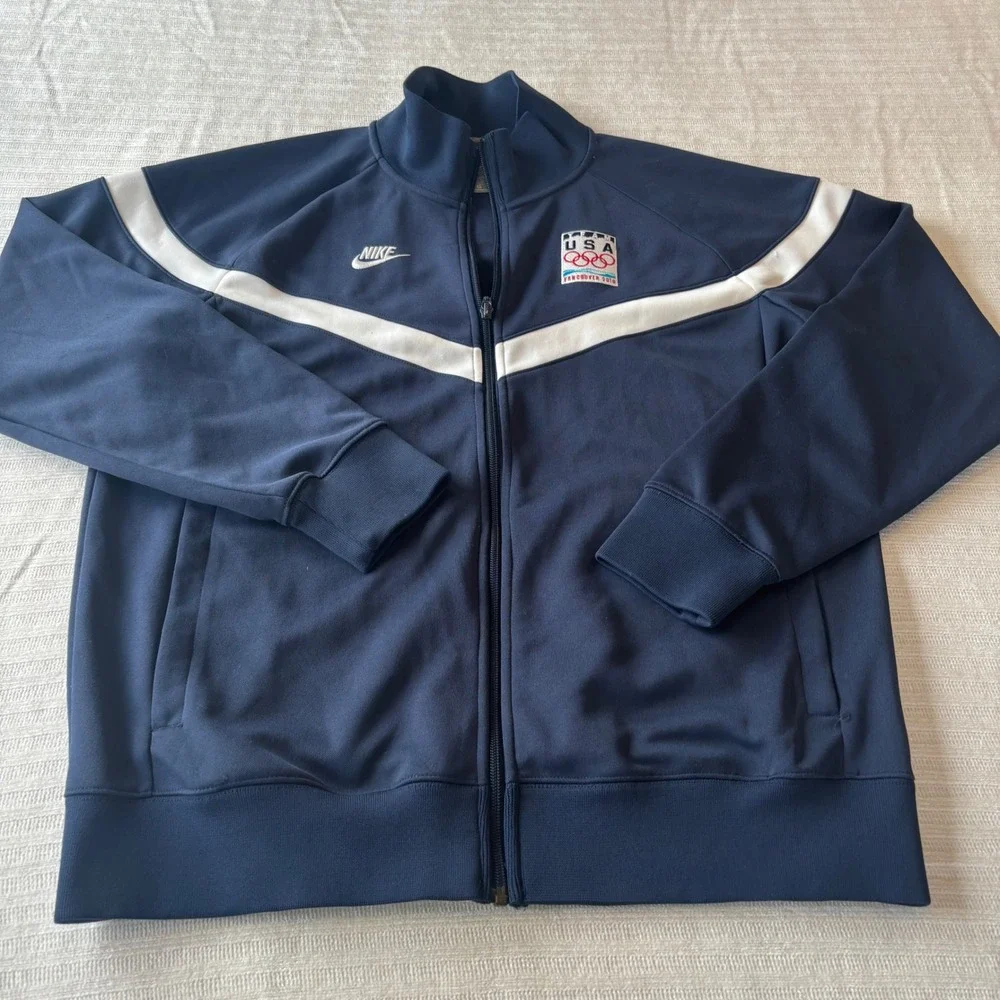 Nike Team USA Vancouver 2010 Olympic Track Jacket Mens Large Navy Blue Full Zip